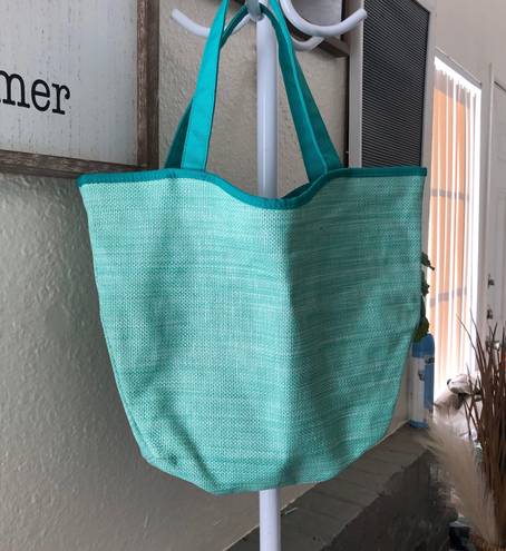 LANCOME teal blue tote bag dual side bag purse.