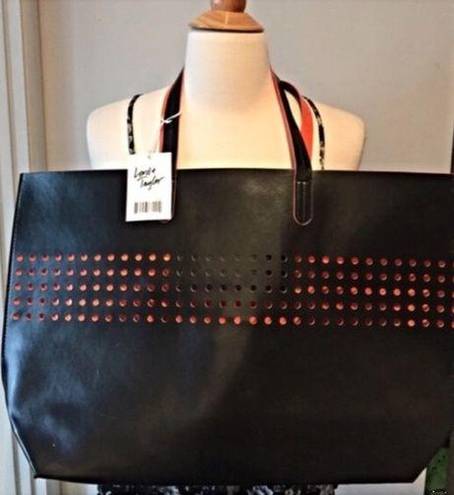 Lord and Taylor ⭐️NEW⭐️  Black & Orange Faux Leather Tote 👜 Bag