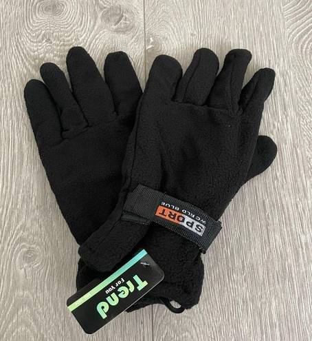 Trend Black Ski Gear Fleece Sporty Winter Gloves