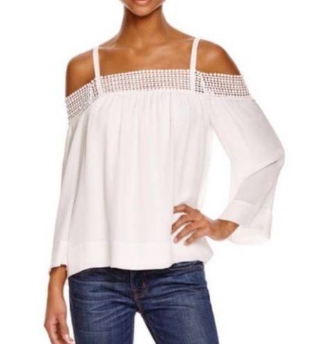 Rebecca Minkoff  SIRENA OFF SHOULDER ADJUSTABLE STRAP CREAM WHITE CROCHET TOP XS