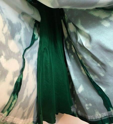 Oscar de la Renta  Silk White Green Abstract Fit Flare Dress SZ 8