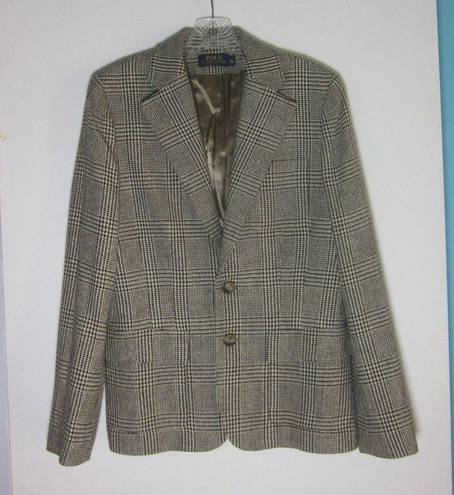 Polo  Ralph Lauren VINTAGE Silk Blazer Womens Size 10 Glen Plaid Houndstooth