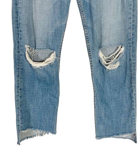 GRLFRND  Helena High Rise Distressed Ripped Straight Crop Jean Size 28