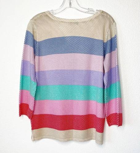 Joseph A NEW   Striped 3/4 Sleeve Top Polka Dot S Colorful