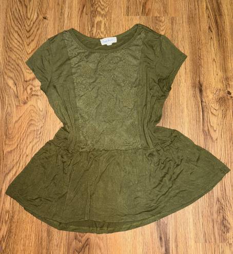 Cloud Chaser Lace Peplum Top Army Green