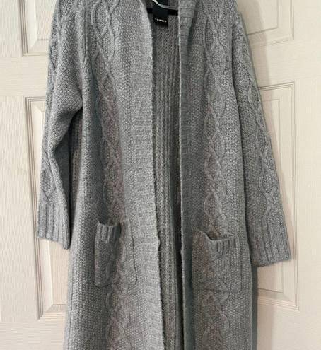 Torrid NWT Light Grey  Duster with Hood SIze 0 Long, Soft, Pockets!