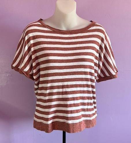 Rachel Zoe  Short Sleeve Brown/White Striped Pullover Tee Size Small