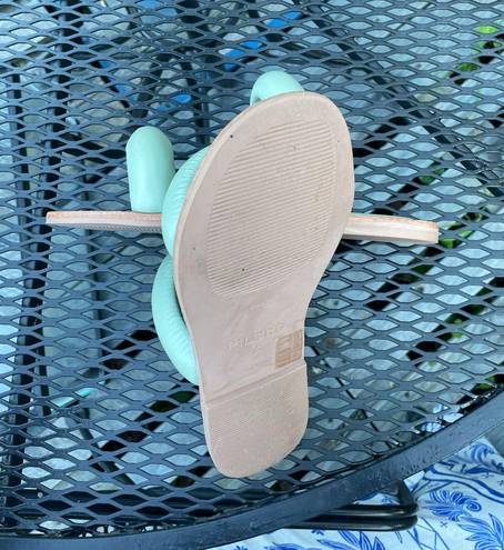 Pilcro Anthropologie NWOT  Mint Pistachio Double Puff Strap Flat Slide Sandal Women's US 8 SlipOn Puffy band padded