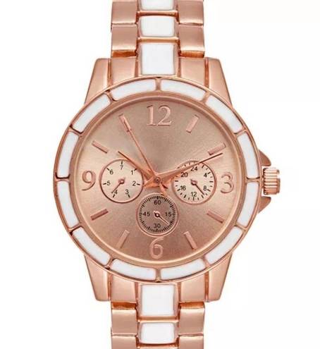 Charter Club NEW  2 Tone BRACELET WATCH Women Radiant 34mm Rose Gold White Boxed