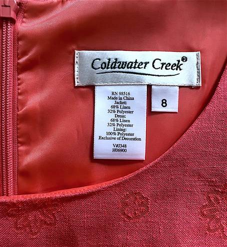 Coldwater Creek ! 0419 -  Vintage | Coral | Maxi | Linen |Dress | Jacket Blazer | 2 Piece Set - Size 8