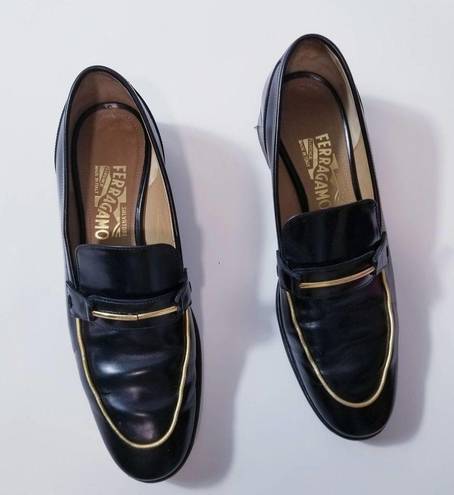 Salvatore Ferragamo  Black Patent Slip-On Loafer