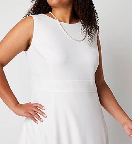 Black Label NWT  by Evan-Picone Sleeveless Fit + Flare Dress 24W natural white