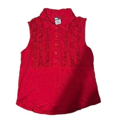 Tommy Hilfiger Vintage Tommy Jeans Red Ruffle Tank Collared XL