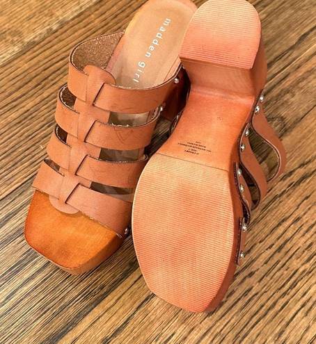 Madden Girl  G-Crosby Tan  Cognac Strappy Block Heel Sandal