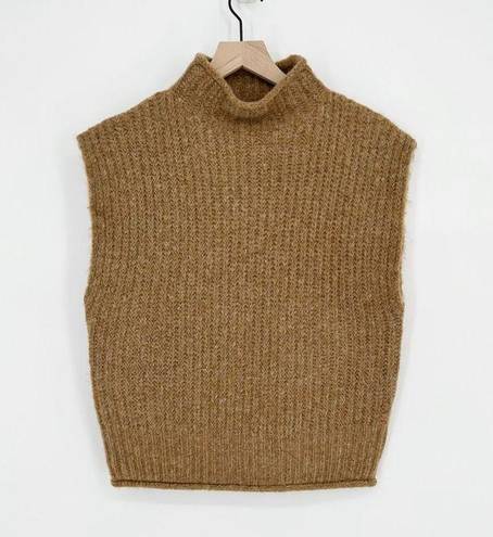 Madewell NEW  Stimpson Sweater Vest Chunky Wool Blend Mock Neck Brown Women's S