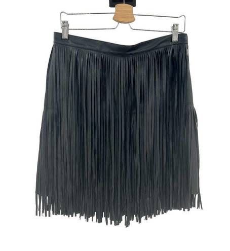 n:philanthropy  Vegan Leather Clover Mini Fringe Skirt Black Size Large