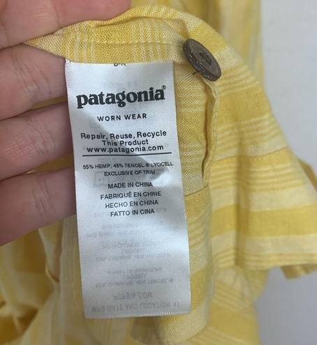 Patagonia  women's small Garden Island dress yellow white stripe prairie cottage