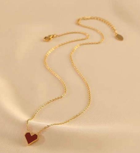 18K Gold Plated Red Heart Pendant Necklace for Women