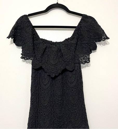 Nightcap Positano Black Lace Off Shoulders Maxi Dress