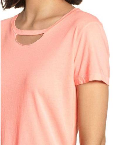 n:philanthropy Abigail Deconstructed Tee Coral Distressed Destroyed Cut-Out Top