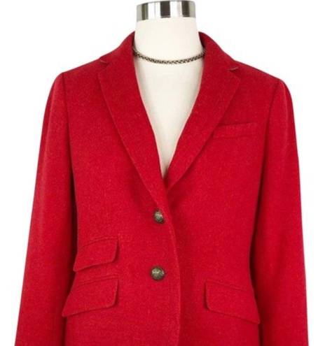 Talbots  Wool Blend Notch Collar Equestrian Holiday 2 Button Blazer Christmas red