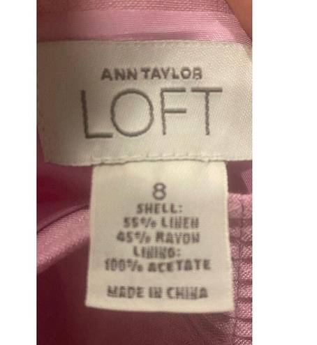 The Loft Anne Taylor NWOT Sz 8 Linen Lilac Purple Knee Length Classic Swing Dress