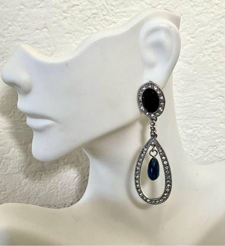 Charter Club  NWT silver  tone and blue rhinestone drop earrings