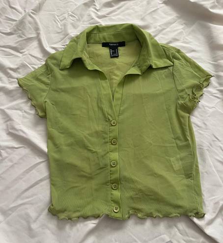 Forever 21 Sheer Green Button Shirt