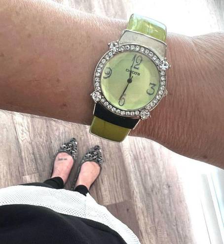 Chico's Chico’s Chartreuse Band Rhinestone Watch