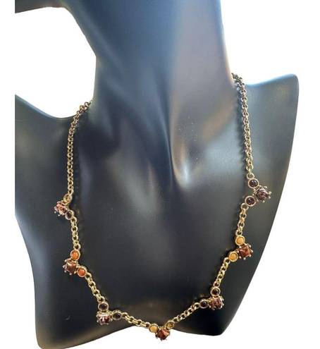 Monet  Garnet Gold Tone Elegant Necklace