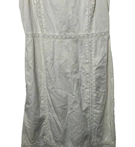 Loft  White Lace Trim Sheath Below the Knee Spring & Summer Cotton Dress Sz 2