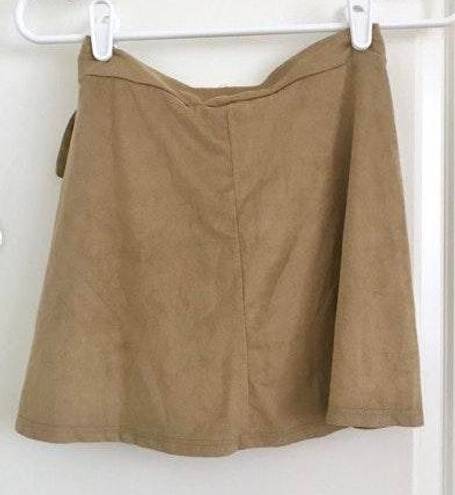 Full Tilt Faux Khaki Suede Wrap Skirt