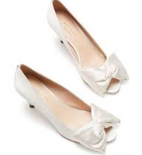 Kate Spade  Ivory Crawford Bow Satin Heels in Size 9 Wedding Shoes