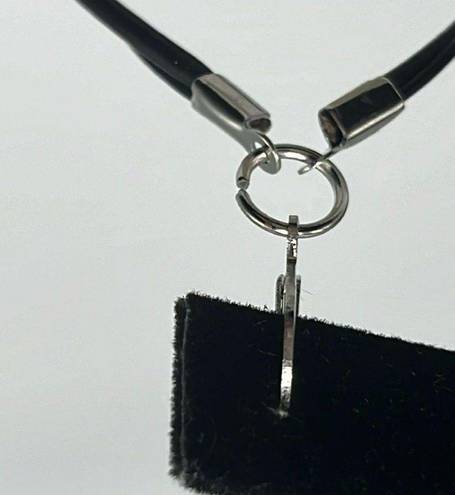 Swavorski Swarovski Crystal Black Two Leather Cord Dangle Earrings-  Handmade NEW