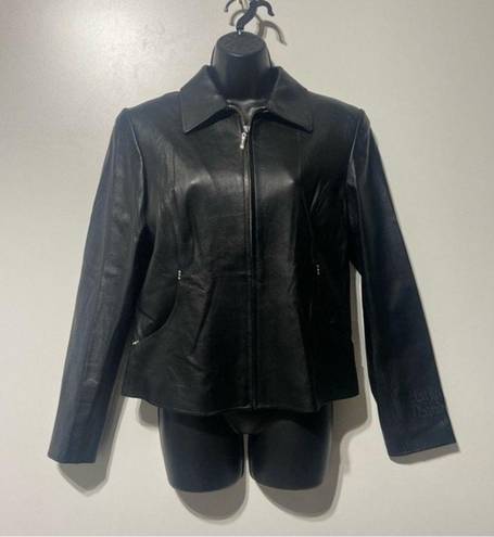 Harley Davidson  Black Leather Jacket Swarovski Crystal Gems Size Medium