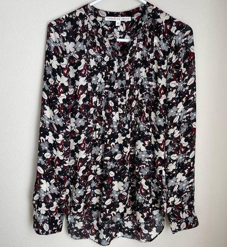 Veronica Beard Goldie Floral Silk Tuxedo Blouse (Size 4)