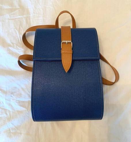 Blue Leather Backpack