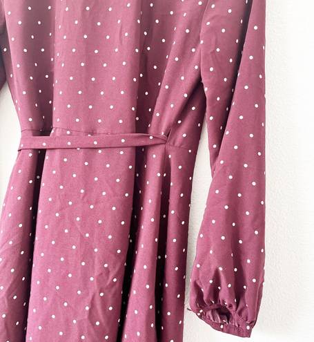 Loft Maroon Polka Dot Wrap Dress