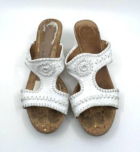 Jack Rogers  White Leather Cork Wedge Sandals Women's 7.5 US