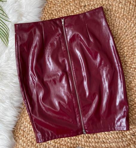 Forever 21 Plus Burgundy Leather Skirt 0X New