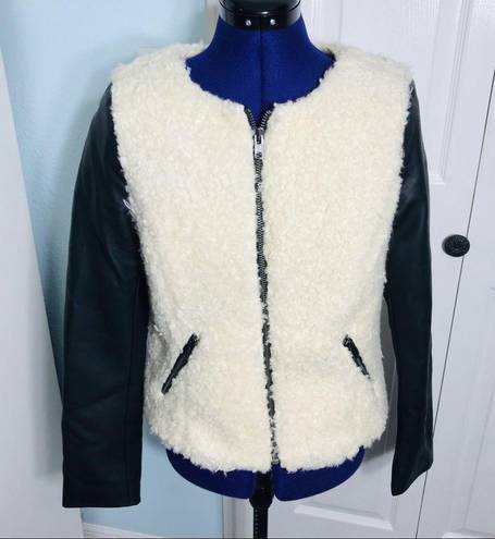 American Eagle  Black Faux Leather & Sherpa Jacket Small