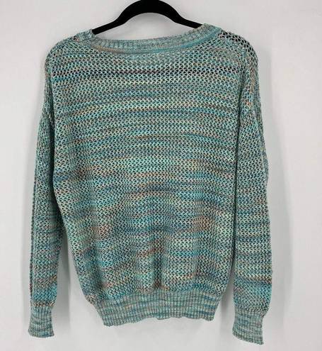 John Paul Richard  Women's Beachy Knit Pullover Sweater Green Blue Medium coastal