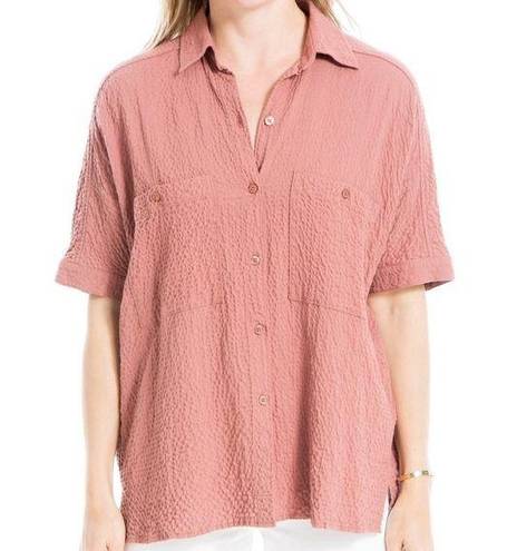 Max Studio  Top Collared Button Down Rose Solid Shirt Size XS NWT $78.00