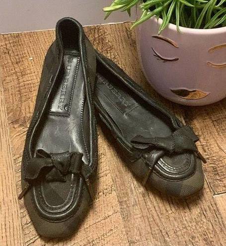 Burberry  Black Brown Vintage NOVA PLAID Ballet FLATS Fabric Leather Size 36 /6US