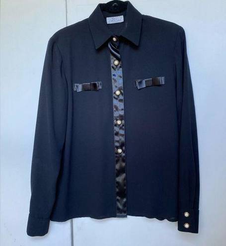 American Vintage Vintage Black Chiffon Button Down Blouse