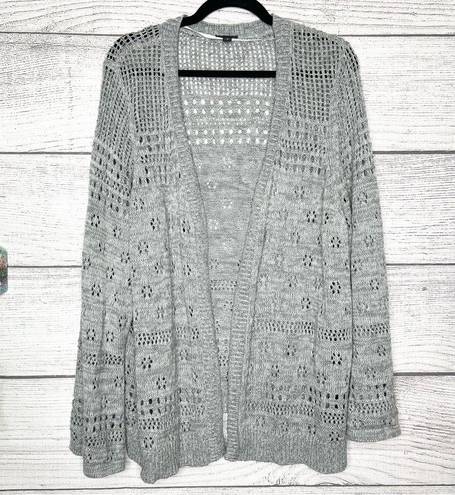 Torrid  Gray Long Sleeve Pointelle Open Knit Cardigan Sweater Size 3X 22-24