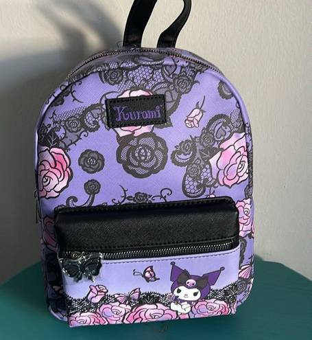 Sanrio Kuromi by  Licensed Butterfly and Lace Graphic Mini Vegan Leather Backpack