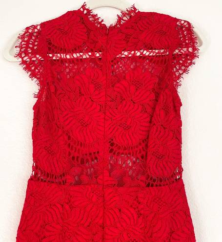 Alexis Red Floral Lace Crochet Midi Dress