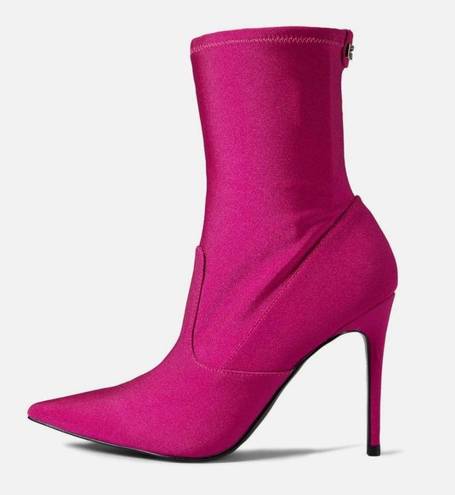 Guess NEW   Frita Ankle Boot Satin Fabric Fuchsia / Pink