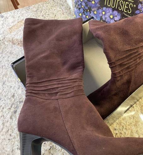 Mootsies Tootsies Mootsie Tootsie Faux Suede Brown Dress Boots NWOT